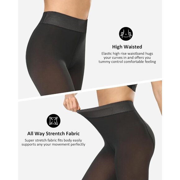 Winter Warm Fleece Translucent Leggings Women Thick Thermal Velvet Tights Wear - Picture 3 of 5